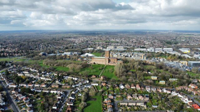 Aerial view of Guilford Cathedral
