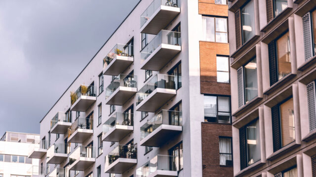 A block of apartments with balconies