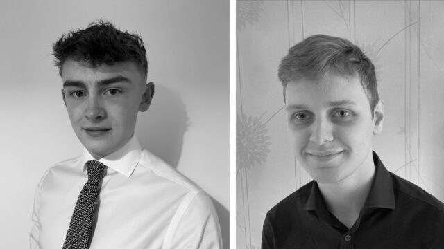 Black and white headshots of Max Daley and Oli Hay
